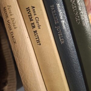 Nærbillede af bagsideteksten på bogen 'Mellem Linjerne' af Johanna Schreiber, der beskriver Emily's nye kapitel i livet.