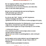 Et hvidt ark med sort tekst, der beskriver konceptet bag 'KøkkenRo' klistermærker til krukker og glas, med en lille grøn illustration af en gren med blade og teksten 'VillaSnak.dk'.