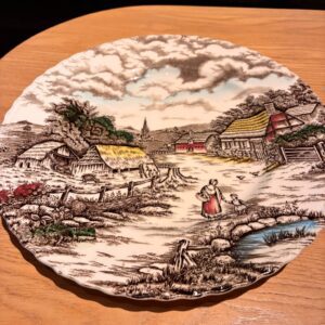 Tallerken med landligt motiv fra Myott Staffordshire