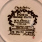 Bagsidestempel på Grindley tallerken med Dickens