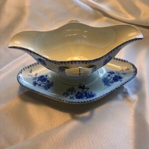 Fransk sovseskål med blåt blomstermønster