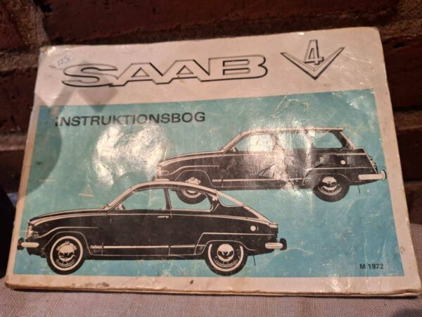 Forside af SAAB 4 instruktionsbog fra 1972, blå design
