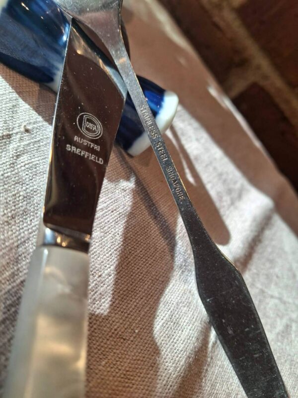 Gaffel med Austria Sheffield mærkning i rustfrit stål