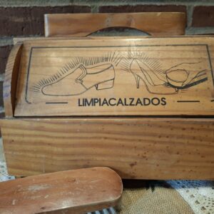 Vintage skopudserkasse i træ – Limpiacalzados