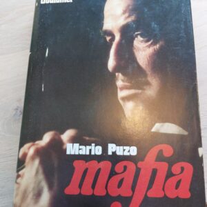 Forsiden af bogen 'Mafia' af Mario Puzo, med et portræt af en mand og rød titeltekst.