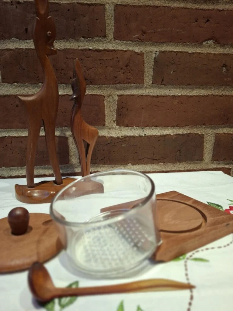🫙 Vintage sennepskrukke med låg og ske – Lütjhøe Wood, Denmark