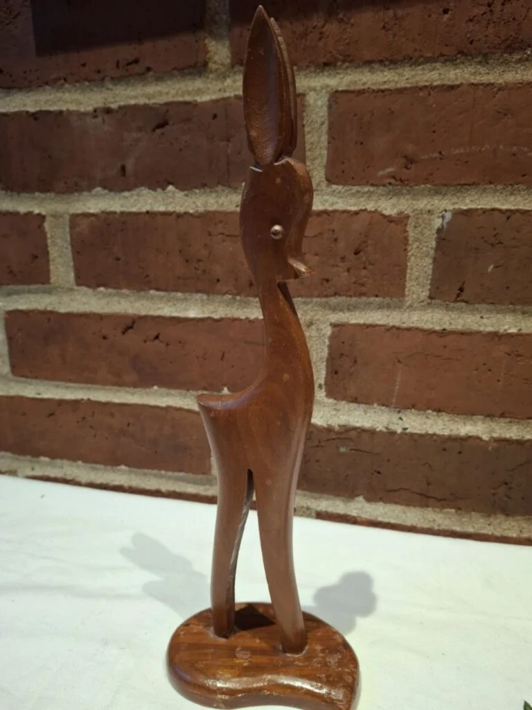 🦌 Vintage teakfigur – rådyr i dansk design