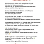 Et hvidt ark med sort tekst, der beskriver konceptet bag 'KøkkenRo' klistermærker til krukker og glas, med en lille grøn illustration af en gren med blade og teksten 'VillaSnak.dk'.