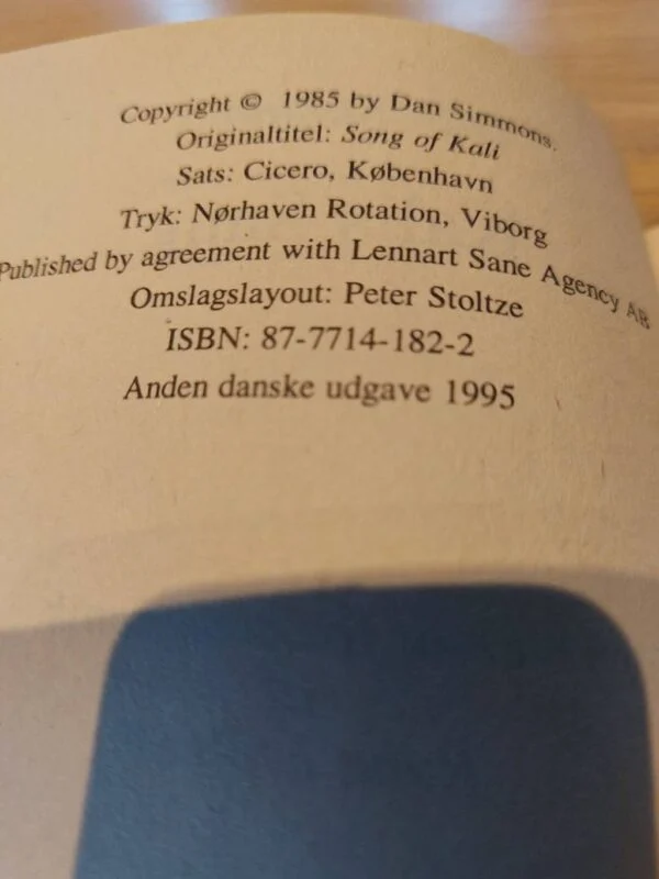 Copyright-side af 'Kalis Sang' fra 1985, dansk 1995