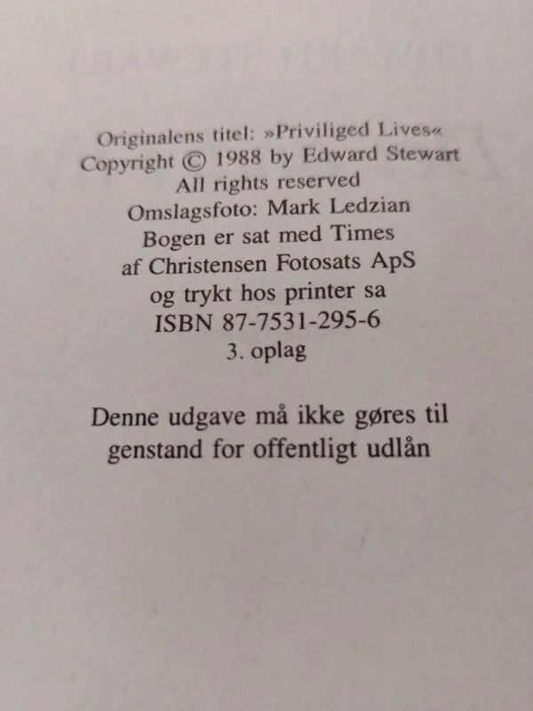Copyright-tekst for 'Det andet liv' 1988, 3. oplag