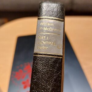 Bogryg af 'Nat i Central Park' med guldtrykt titel og forfatter på mørk, læderlignende baggrund.