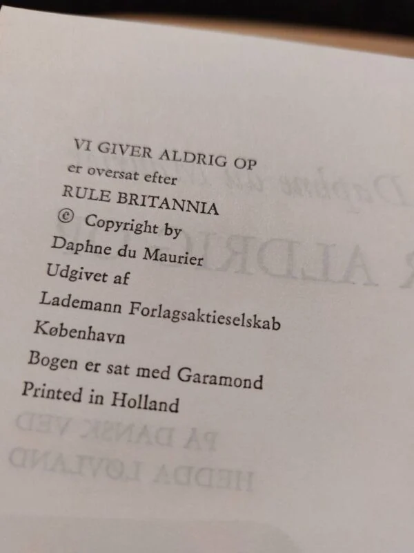 Side med copyright og udgivelsesinfo