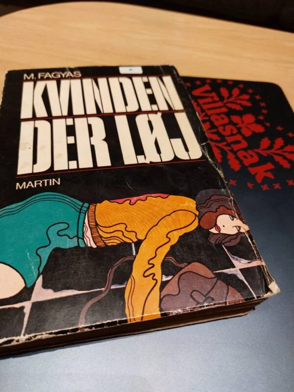 Bogforside med farverig illustration og slid