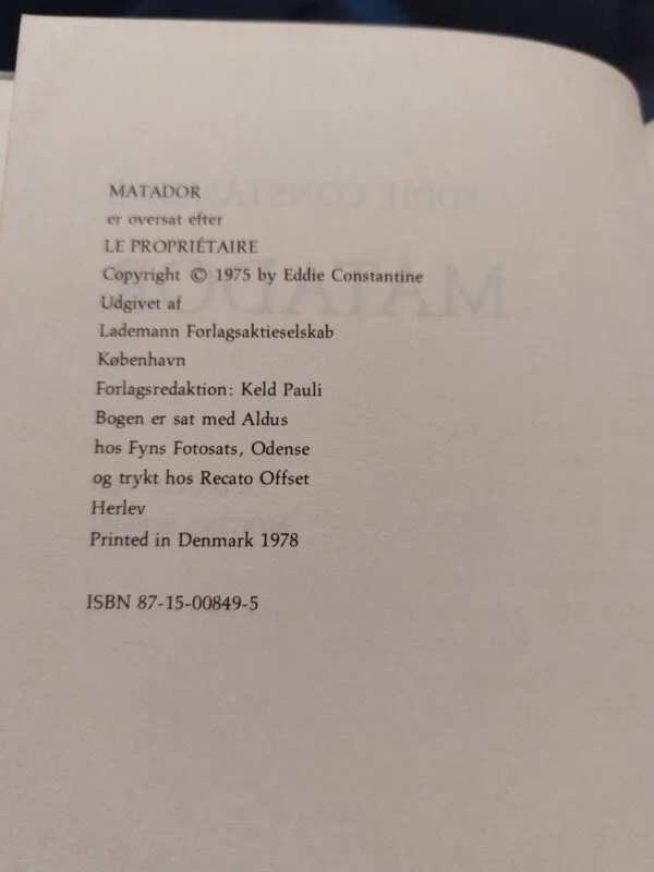 Inderside med udgivelsesinformation fra 1978