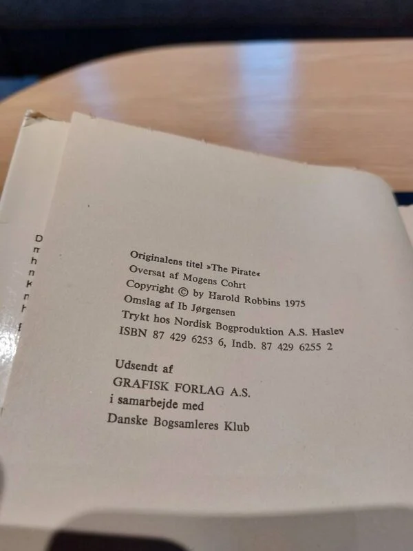 Bagside med copyright-details, 'Piraten' 1975