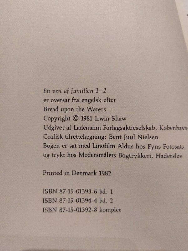 Udgivelsesinformation og ISBN, 'En ven af familien'