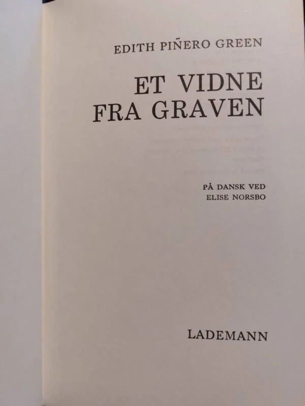 Inderside med forfatter og forlag, 'Et Vidne fra Graven'
