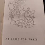Illustration af fire personer ved et bord, 'Et Bord til Fire'