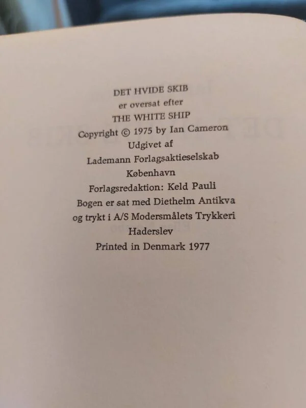 Detaljer om udgivelse af 'Det Hvide Skib' fra 1977