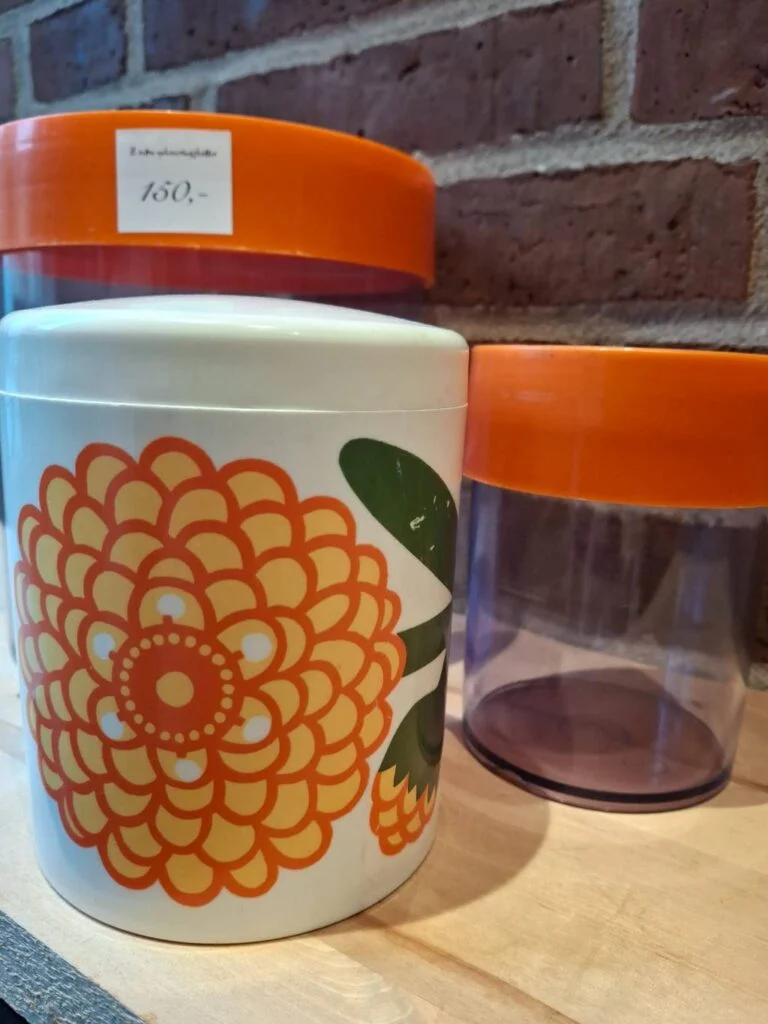 Farverig retro opbevaringskrukke fra Lønborg Denmark