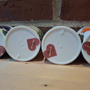 Bund af opbevaringskrukker med Lønborg Denmark stempel