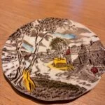 Landskabsmotiv på W.H. Grindley desserttallerken