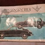 Forside af SAAB 4 instruktionsbog fra 1972, blå design