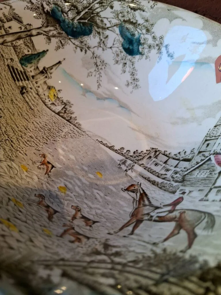 Vintage Kartofelskål med jagtmotiv fra Village Green