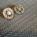 Vintage Sølvfarvet Ørering med Perle