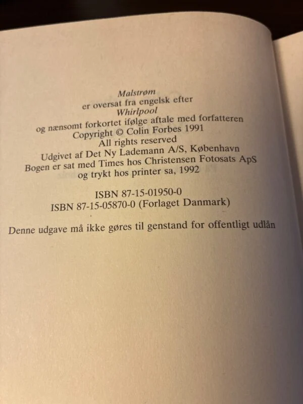 Malstrøm af Colin Forbes - Vintage Spændingsroman