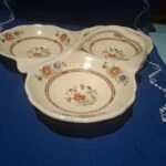 Woods Ivory Ware fad med tre rum og buet hank
