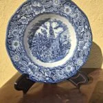Liberty Blue dyb tallerken 22 cm med Old North Church og blå blomsterkant