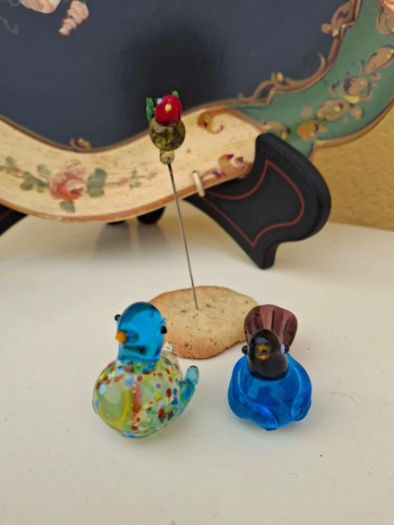 Sæt med 3 Vintage Glasfugle