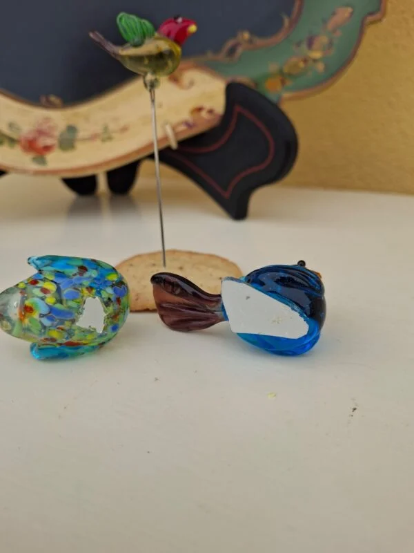 Sæt med 3 Vintage Glasfugle