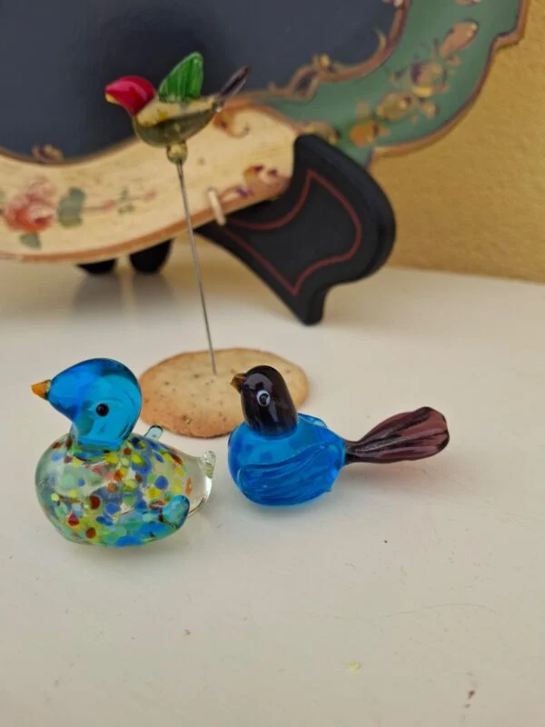 Sæt med 3 Vintage Glasfugle