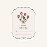 Gavemærker med blomster – nærbillede af hilsnen En lille tak til dig