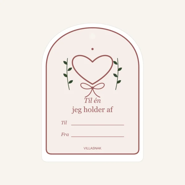 Gavemærker med hjerter – nærbillede af hilsnen Til én jeg holder af