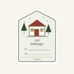 Julegavemærker med hus – nærbillede af hilsnen Lidt julehygge