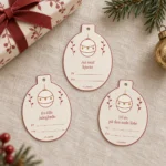 Julegavemærker med julekugler – Mormors julekugler, digital produktvisualisering med de tre hilsner