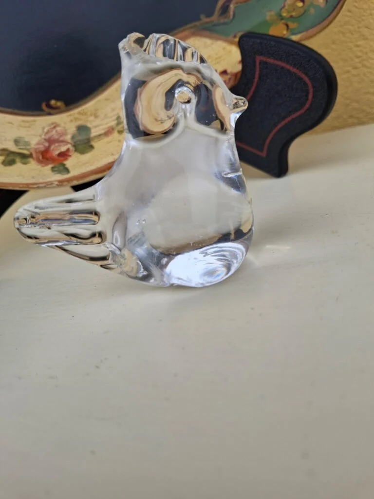 Vintage Glasfugl i Klar Glas