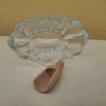Vintage Glasskål med Træske
