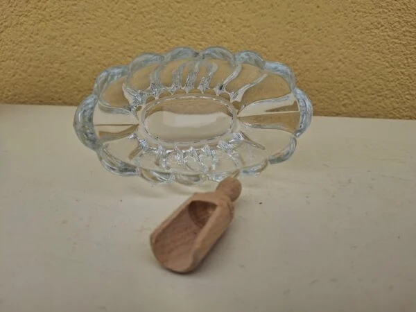 Vintage Glasskål med Træske