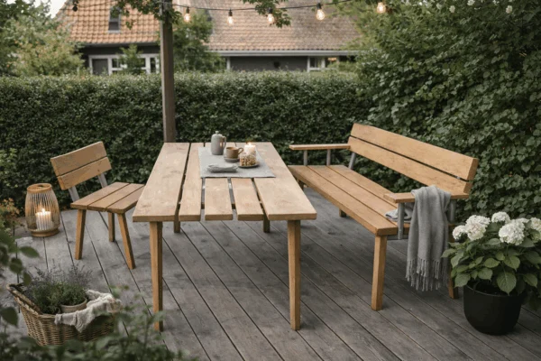 Havebord i massivt egetræ fra Topvirk, 150 × 89 cm – detalje 3