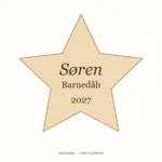 Illustration af stjerne bordkort i 3 mm krydsfiner med navn, anledning og årstal